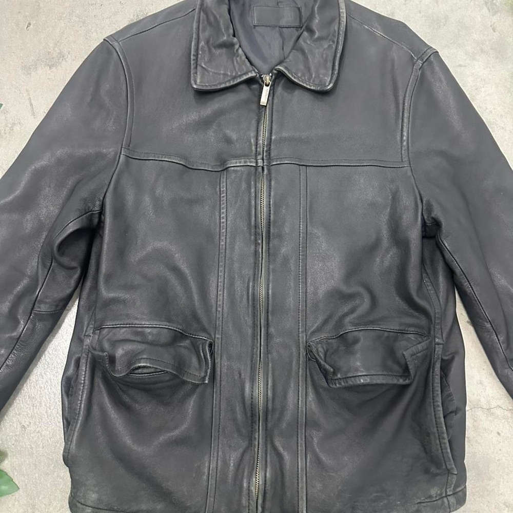 Alfani Genuine Leather Zip Car Coat Jacket Black Men's M - Picture 4 of 8